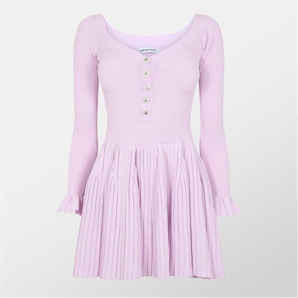 SELF PORTRAIT Knit Mini Dress - Pink