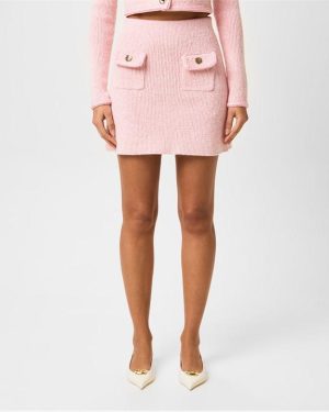 SELF PORTRAIT Mlange-Effect Mini Skirt - Pink