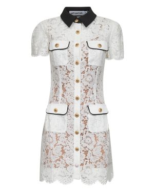 SELF PORTRAIT | White floral lace mini dress | Women | 6
