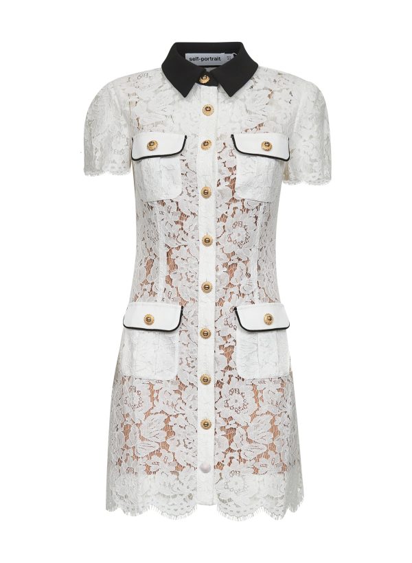 SELF PORTRAIT | White floral lace mini dress | Women | 6