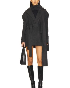 SELMACILEK Scarf-detailed Cachet Blazer Jacket in Charcoal. Size M, S, XS.