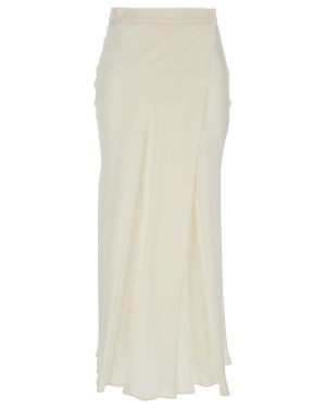 SEMICOUTURE ambra White Skirt With Wrap Design In Silk Blend Woman