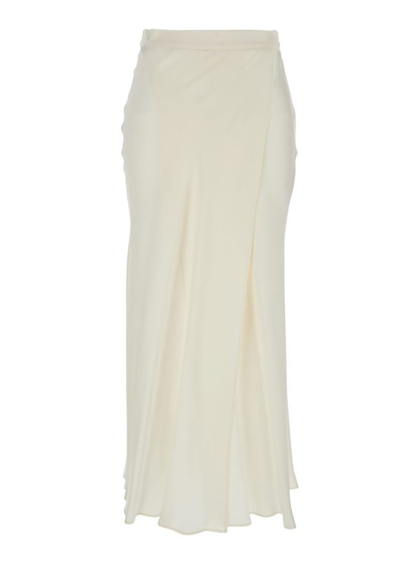 SEMICOUTURE ambra White Skirt With Wrap Design In Silk Blend Woman