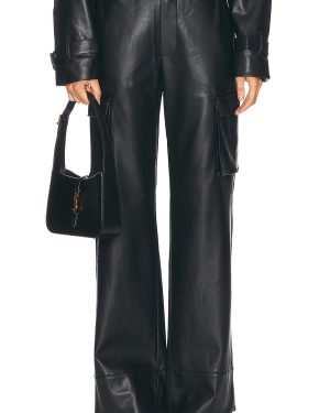 SER.O.YA Fifer Vegan Leather Low Rise Cargo Pant in Black - Black. Size L (also in M, S, XS).