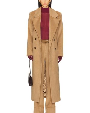 SER.O.YA Leche Wool Coat in Tan. Size M, XL, XS.