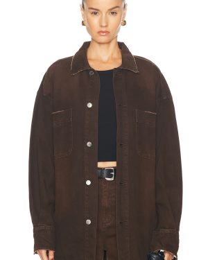SER.O.YA Storme Relaxed Shacket in Vintage Brown - Brown. Size M/L (also in ).
