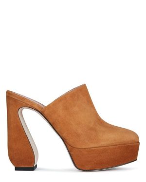 SERGIO ROSSI Heeled Suede Mules - Brown