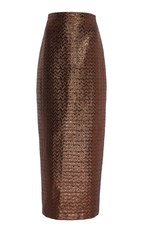 SEV - Jacquard Pencil Cut Maxi Skirt - Bronze - FR 38 - Moda Operandi