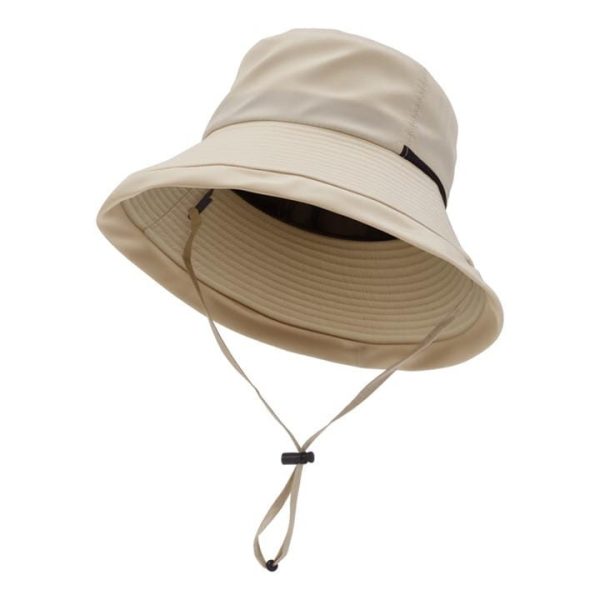SHEONLY Foldable Bucket Hat with Adjustable Chin Strap - Beige