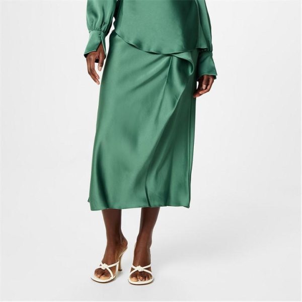SIMKHAI Blane Asymmetric Midi Skirt - Green