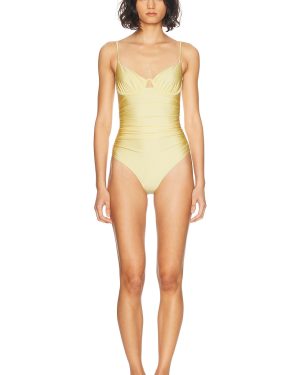 SIMKHAI Laine Ruched Cup Underwire One Piece Swimsuit in Buttercream - Yellow. Size XS (also in ).