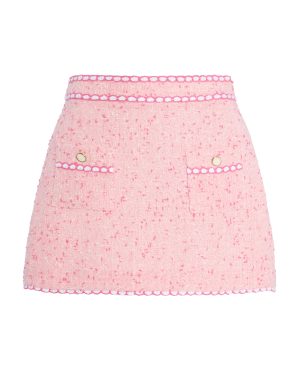 SIMKHAI - Leighton Tweed Cover-Up Mini Skirt - Pink - M - Moda Operandi