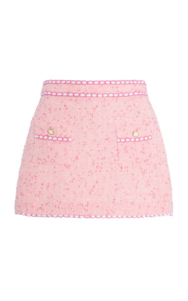 SIMKHAI - Leighton Tweed Cover-Up Mini Skirt - Pink - M - Moda Operandi