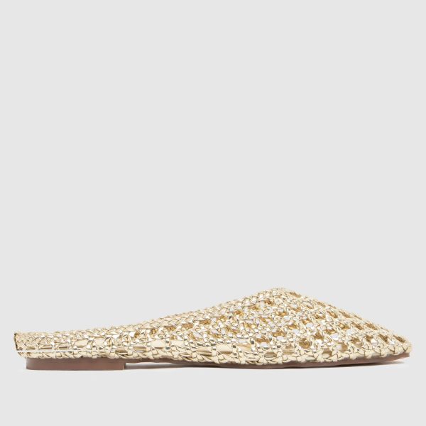 SIMMI Cassius Woven Mules Flats in Gold