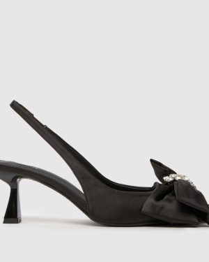 SIMMI Dosia Court Kitten Low Heels in Black