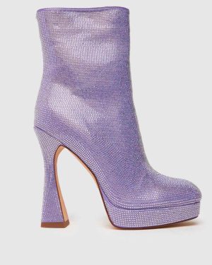 SIMMI Hans Diamante Heeled Boots in Lilac