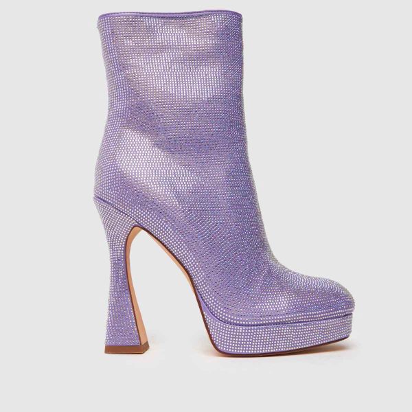 SIMMI Hans Diamante Heeled Boots in Lilac