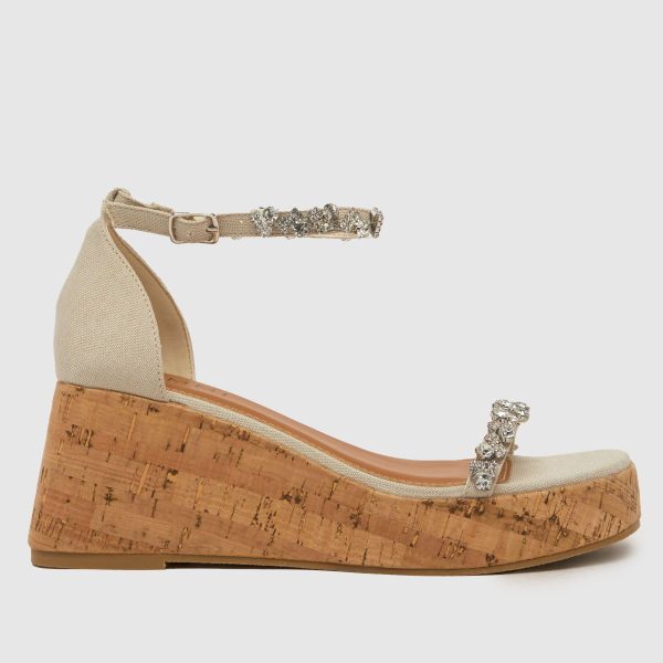SIMMI Jayne Cork Flatform Wedge High Heels in Natural