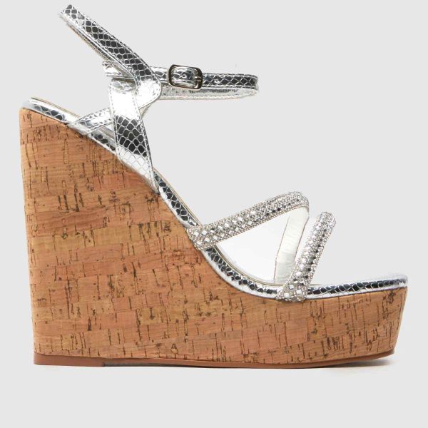 SIMMI Julie Cork Wedge Sandals in Silver