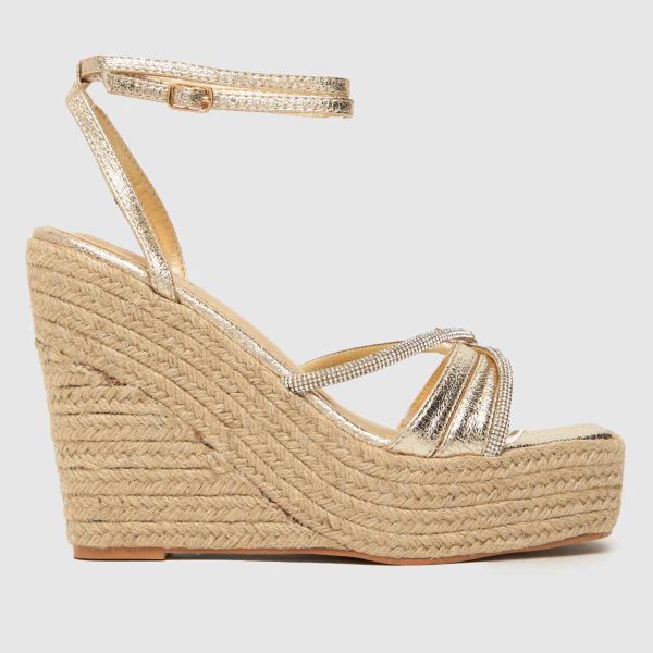 SIMMI Ravven Bling Wedge High Heels in Gold