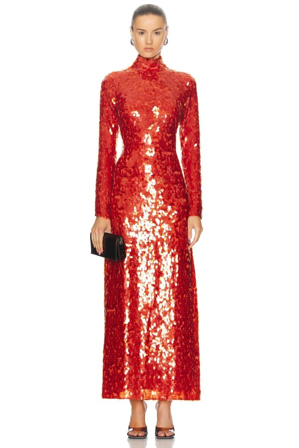 SIMONMILLER Sculpty Sequin Dress in Chili - Red. Size 2 (also in ).