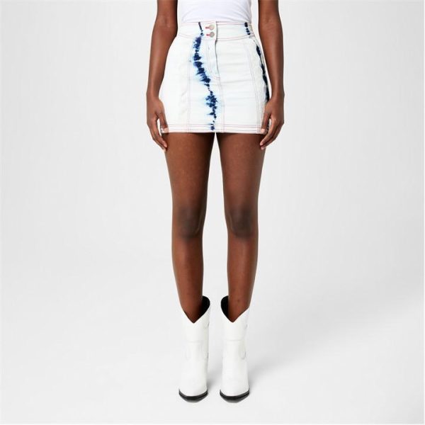 SINEAD GOREY Acid Wash Denim Skirt - White
