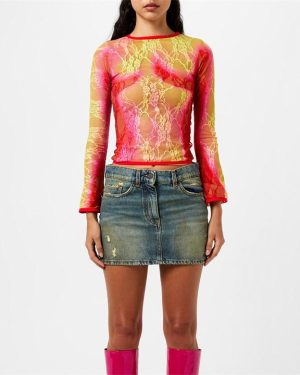 SINEAD GOREY Lace Curve-Enhancing Top With Mesh - Multi
