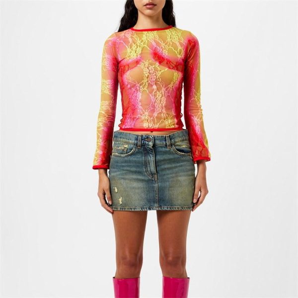 SINEAD GOREY Lace Curve-Enhancing Top With Mesh - Multi