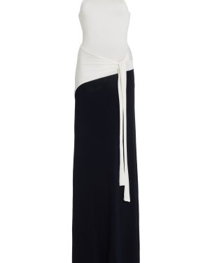SIR - Emery Two-Tone Wrap-Effect Jersey Maxi Dress - Black - 1 - Moda Operandi