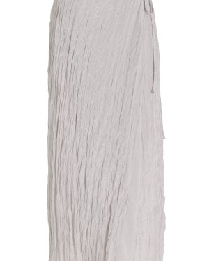 SIR - Exclusive Ligera Crinkled-Satin Midi Wrap Skirt - Silver - 0 - Moda Operandi