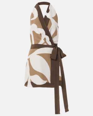 SIR Portia printed silk satin wrap dress