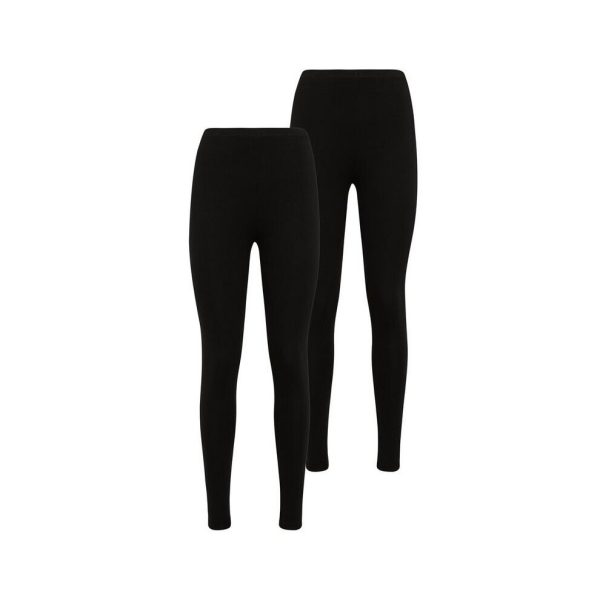 (S/M 8-10) Women's 2 Pack Black Viscose full Length Leggings
