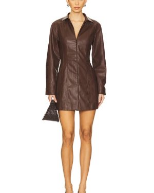 SOVERE Sway Shirt Dress in Brown. Size XS.
