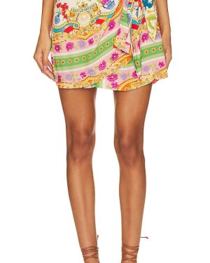 SPELL Maddalena Wrap Skirt in Green. Size M, S, XS.