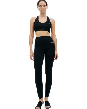 SPORTY & RICH Black Ribbed Sport Bra