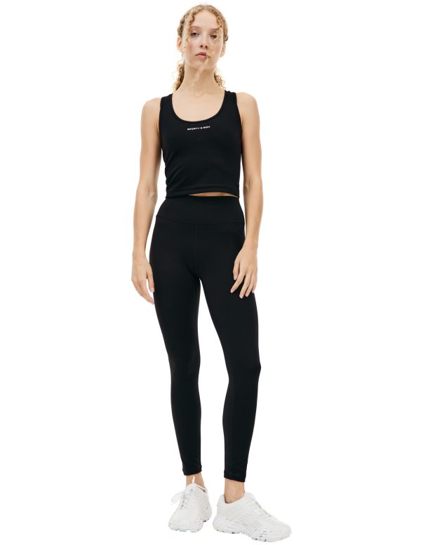 SPORTY & RICH Black logo leggings
