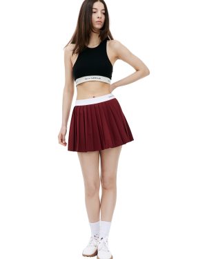 SPORTY & RICH Logo pleated skirt