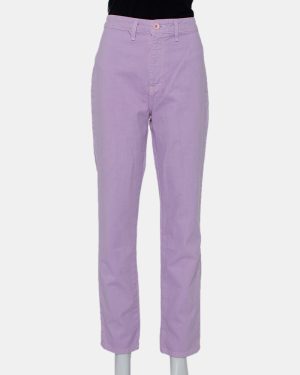 STAUD Lilac Denim Contrast Pocket Detail High Rise Jeans M