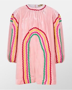 STELLA MCCARTNEY Rainbow Ribbon Velvet Dress Juniors - Pink