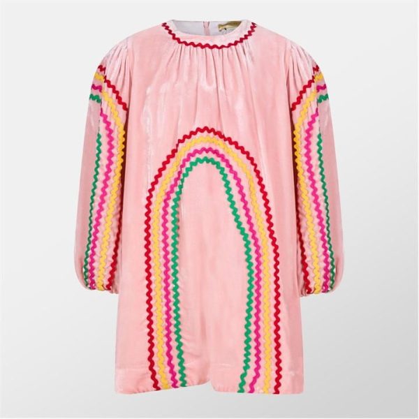 STELLA MCCARTNEY Rainbow Ribbon Velvet Dress Juniors - Pink