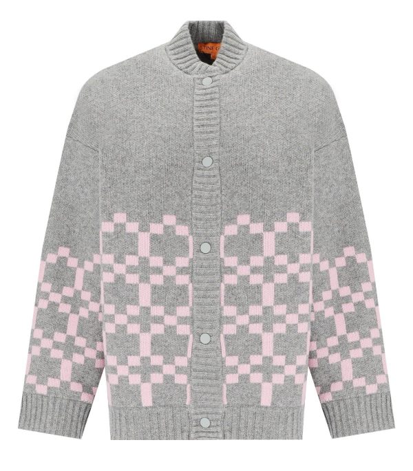 STINE GOYA TINO GREY AND PINK BOMBER JACKET