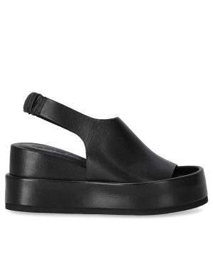 STRATEGIA BLACK WEDGE SANDAL