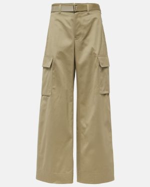 Sacai High-rise cotton gabardine wide-leg pants