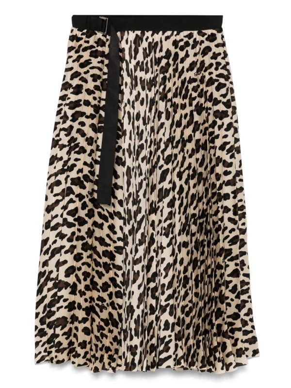 Sacai Leopard Print Midi Skirt