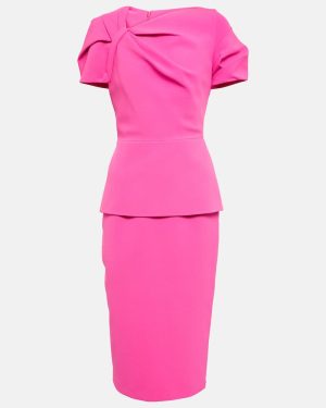 Safiyaa Peplum crepe midi dress