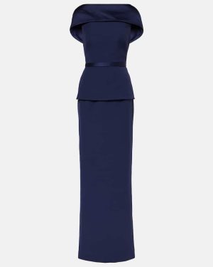 Safiyaa Rella draped peplum heavy crepe midi dress