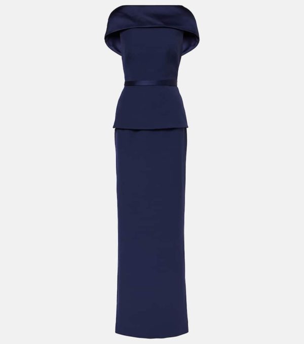 Safiyaa Rella draped peplum heavy crepe midi dress