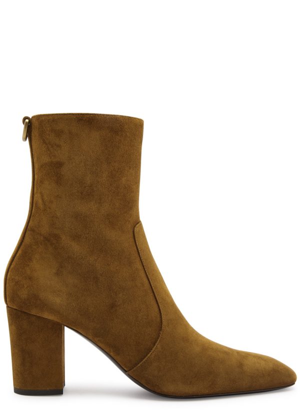Saint Laurent Betty 70 Suede Ankle Boots - Brown - 39 (IT39 / UK6)