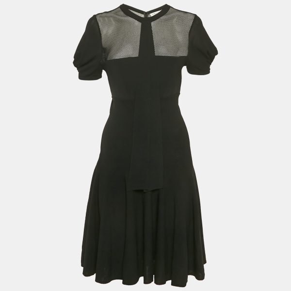 Saint Laurent Black Knit & Mesh Skater Mini Dress XL