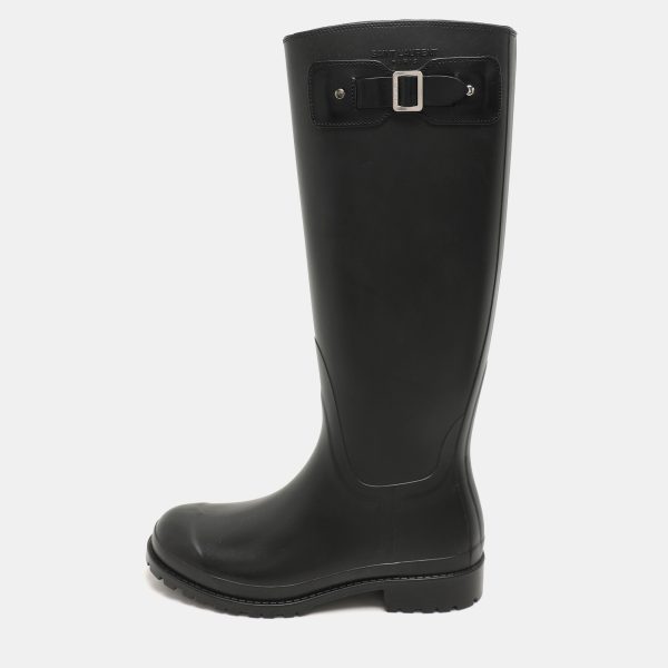 Saint Laurent Black Rubber Wellington Rain Boots Size 36